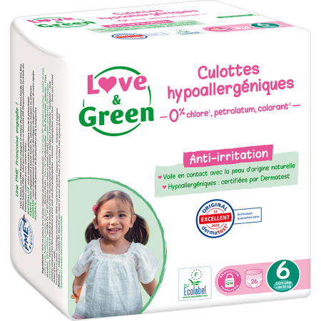 Love&Green Hypoallergene & Ecologische Luierbroekjes Maat 6 26 Stuks