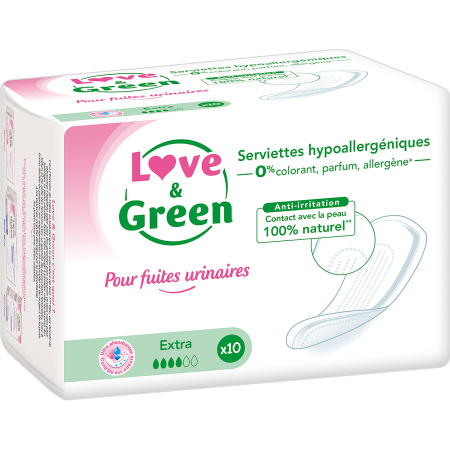 Love&Green Hypoallergene Inlegkruisjes Incontinentie Extra 10 Stuks