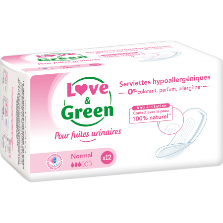 Love&Green Hypoallergene Inlegkruisjes Incontinentie Normal 12 Stuks