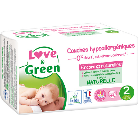 Love&Green Eco-Vriendelijke Luiers Maat 2 Baby's 3-6 Maanden 44 Stuks