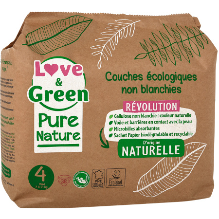 Love&Green Pure Nature Hypoallergene En Ecologische Luiers Maat 4 38 Stuks