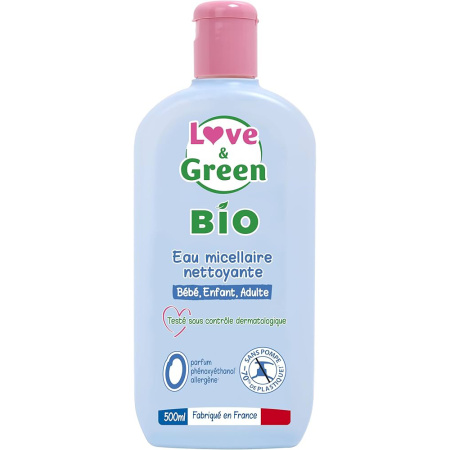 Love & Green Reiniging Micellair Water Zonder Parfum Bio Pompfles 500ml