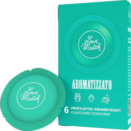 Love Match Gearomatiseerde Condooms 19,3cm x 5,35cm Doos 6 Stuks