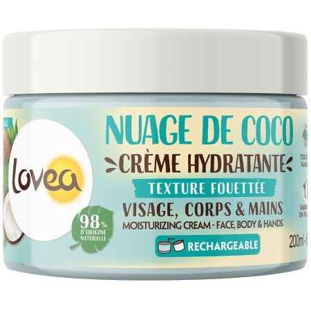 Lovea Hydraterende Gezichts Lichaams & Handencrème Kokoswolk 200ml