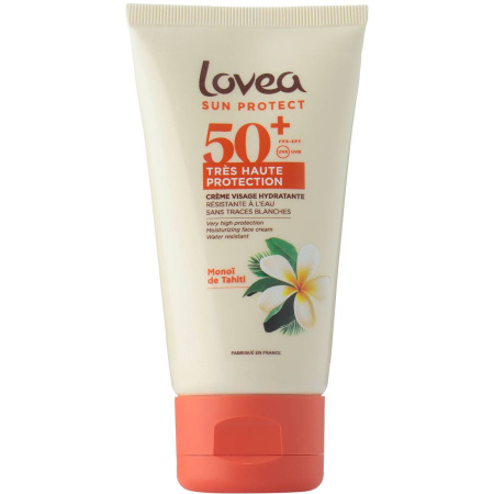 Lovea Hydraterende Gezichtscrème SPF50+ Zeer Hoge Bescherming Monoï De Tahiti Tube 50ml