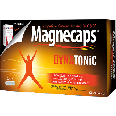 Orifarm Magnecaps Dynatonic Magnesium Guarana Ginseng Vitamine C B6 56 Capsules