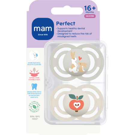 Mam Fopspeen Perfect Siliconen Puur +16 Maanden Unisex 2 Stuks