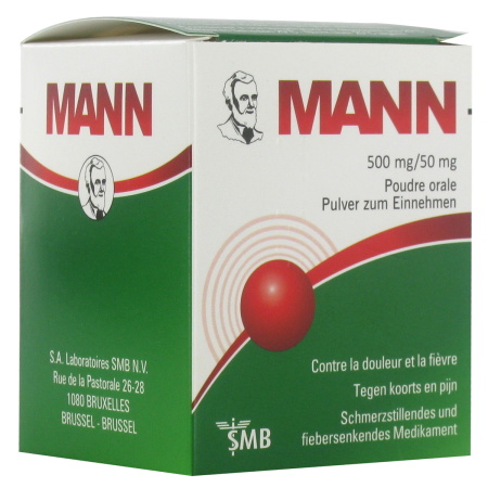 Mann 500mg Paracetamol/50mg Cafeïne Poeder Voor Oraal Gebruik 16 Zakjes