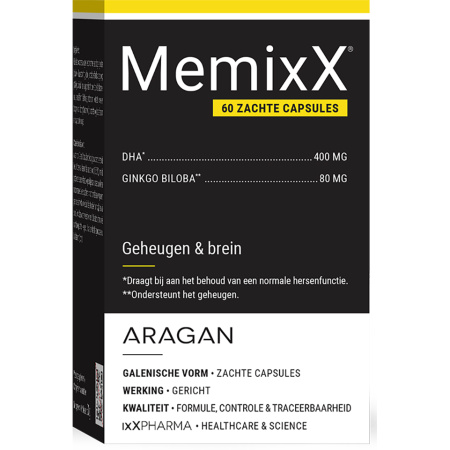 ixX Pharma MemixX Geheugen & Cognitieve Functies Ginkgo Biloba & Omega-3 DHA 60 Capsules