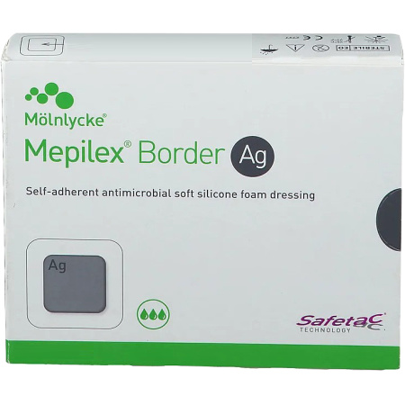 Mepilex Border Ag Antimicrobieel Zelfklevend Schuimverband 17,5x17,5cm 5 Stuks