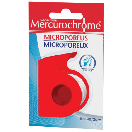 Mercurochrome Hechtpleister Microporeus 5m x 2,5cm Stuk 1