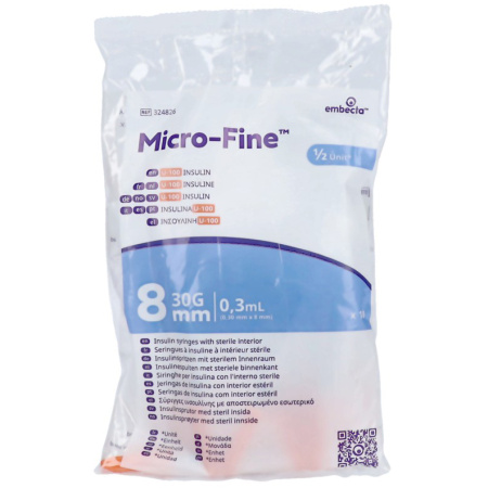 Embecta Micro-Fine Insulinespuit 0,3ml 30Gx8mm 10 Stuks