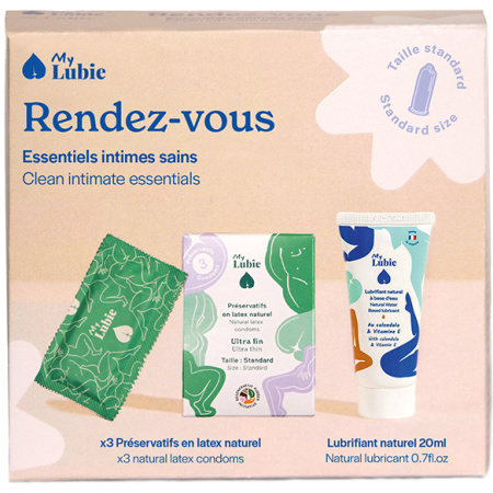 Mijn Lubie Kit Rendez-Vous Essentiels Intimes Saines Condooms + Glijmiddel 3 Stuks + 20ml