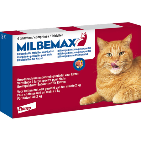 Milbemax Ontwormingsmiddel Voor Katten 2x2 Filmomhulde Tabletten