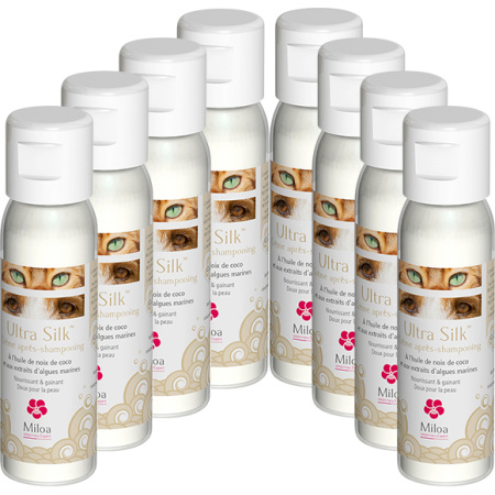 Miloa Ultra Silk Crème Conditioner Voor Langharige Huisdieren Flacons 8x30ml