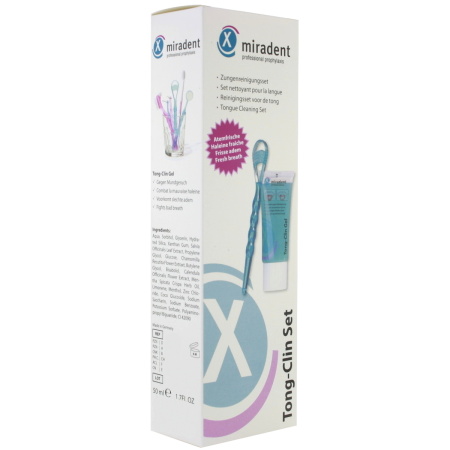 Miradent Tong-Clin Gel Tong Gel Slechte Adem Tube 50g + Tongschraper 1 Stuk