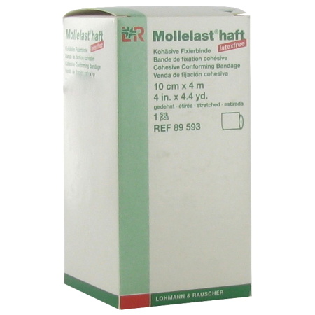 Mollelast Haft Cohesieve Biëlastische Fixatiezwachtel Latex Free 10cmx4m 1 Stuk (89593)