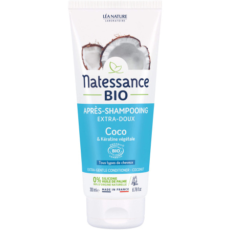 Natessance Extra Zachte Balsem Bio Kokos En Plantaardige Keratine Tube 200ml