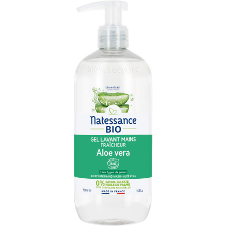Natessance Frisse Wasgel Handen Aloë Vera Bio Pompfles 500ml