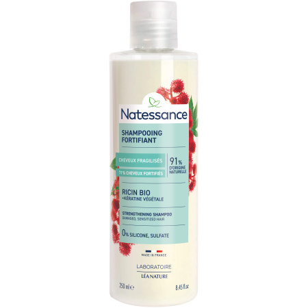 Natessance Herstellende Versterkende Shampoo Ricine En Plantaardige Keratine Fles 250ml