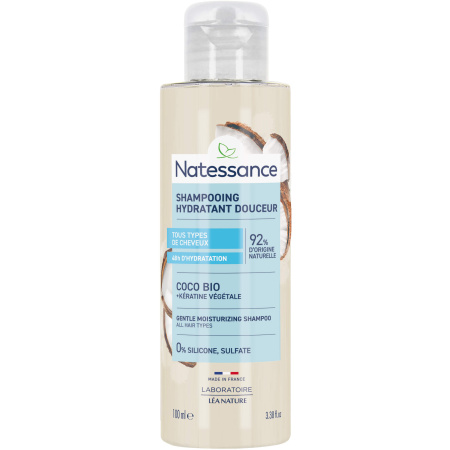 Natessance Shampoo Frequent Gebruik Kokos En Plantaardige Keratine Extra Zacht En Glans Fles 100ml