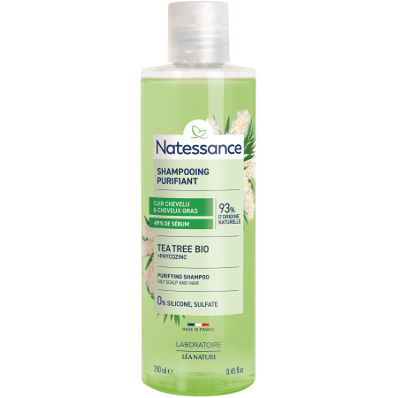Natessance Shampoo Zuiverende Tea Tree En Plantaardige Keratine Fles 250ml