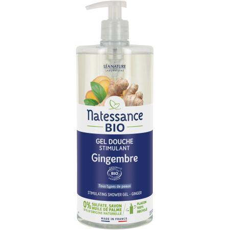 Natessance Stimulerende Douchegel Gember Bio Pompfles 1l