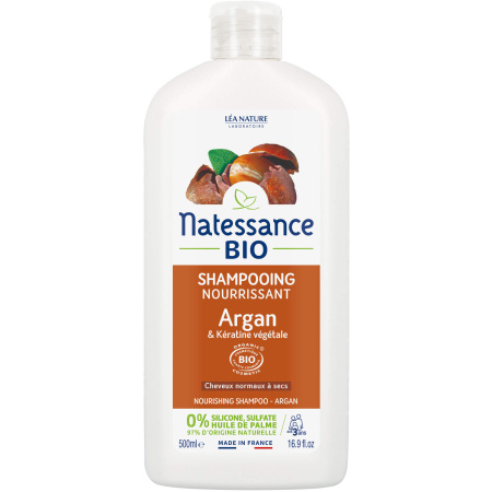 Natessance Voedende Shampoo Bio Argan En Plantaardige Keratine Fles 500ml