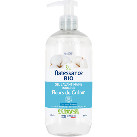 Natessance Wasgel Zachte Handen Katoenbloem Bio Pompfles 500ml