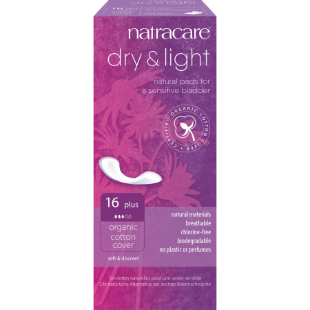Natracare Dry & Light Maandverbanden Incontinentie Plus 16 Stuks