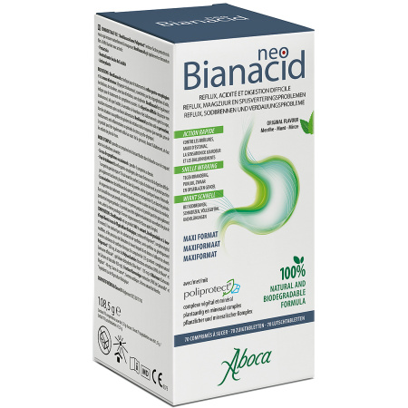Aboca Neobianacid Reflux Verzuring & Moeizame Spijsvertering Muntsmaak 70 Tabletten