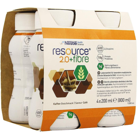 Nestlé Resource 2.0 + Fibre Koffie Flesjes 4x200ml (12100790)