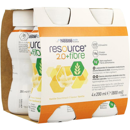 Nestlé Resource 2.0 + Fibre Vanille Flesjes 4x200ml (12100793)