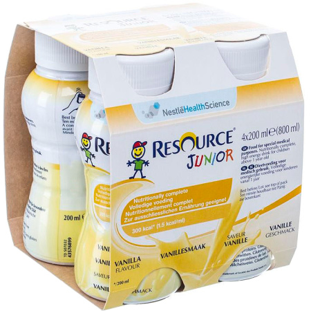 Nestlé Resource Junior Vanille Smaak Flesjes 4x200ml