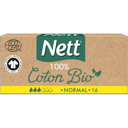 Nett 100% Katoen Bio Tampons Normaal Doos 16 Stuks