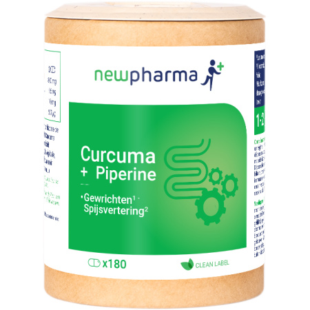 Newpharma Curcuma + Piperine Voedingssupplement 180 Capsules