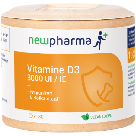 Newpharma Vitamine D3 3000 IE Voedingssupplement 180 Capsules