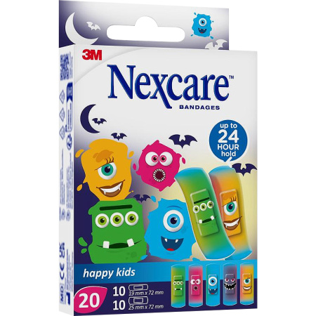 Nexcare 3M Happy Kids Monsters Pleisters Verschillende Soorten 20 Stuks