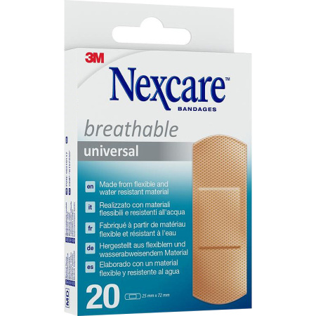 Nexcare Breathable Universal Ademende Universele Pleisters 25x72mm 20 Pleisters