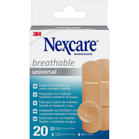 Nexcare Breathable Universal Ademende Universele Pleisters Mix 20 Pleisters