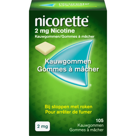 Nicorette Classic Kauwgom 2mg Nicotine Bij Stoppen Met Roken 105 Stuks