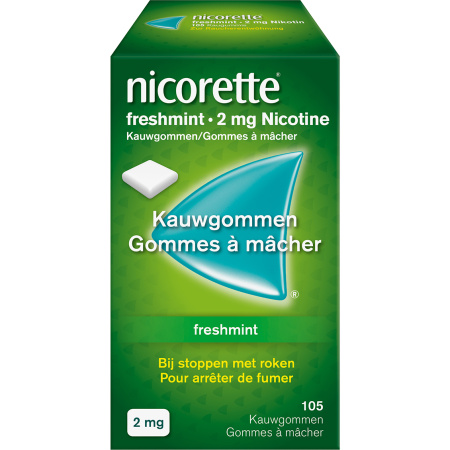 Nicorette Freshmint 2mg Nicotine Bij Stoppen Met Roken 105 Kauwgommen