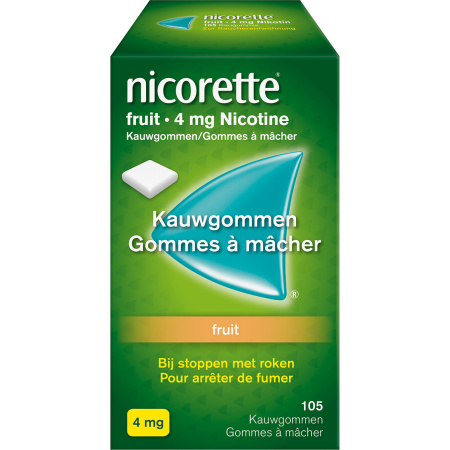 Nicorette Fruit Kauwgom 4mg Nicotine Bij Stoppen Met Roken 105 Stuks