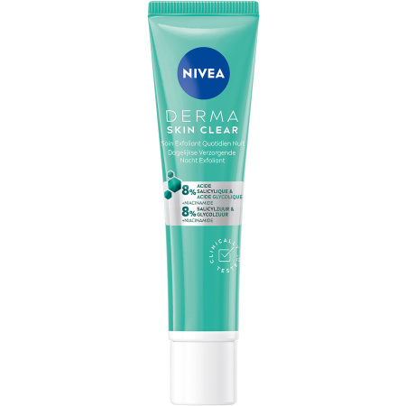 Nivea Derma Skin Clear Dagelijkse Verzorgende Nacht Exfoliant Tube 40ml