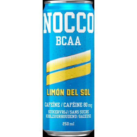 Nocco BCAA Limon Del Sol Cafeïne 180mg Koolzuurhoudende Drank Zonder Suiker 12x250ml