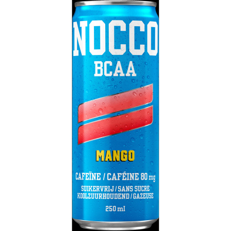 Nocco BCAA Mango Cafeïne 180mg Koolzuurhoudende Drank Zonder Suiker 12x250ml