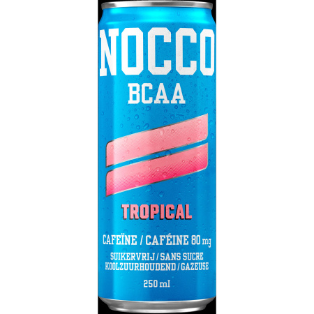 Nocco BCAA Tropical Cafeïne 180mg Koolzuurhoudende Drank Zonder Suiker 12x250ml