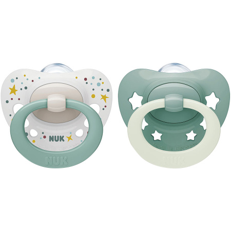 Nuk Classic Night And Day Siliconen Fopspenen 18-36 Maanden Groen 3 Stuks