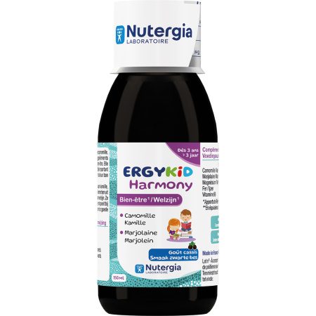 Nutergia Ergykid Harmony Voedingssupplement Vanaf 3 Jaar Zwarte Bessensmaak Fles 150ml