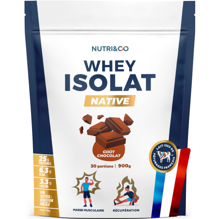 Nutri&Co Eiwit Isolat Native 94% Poeder Chocolade Smaak 900g